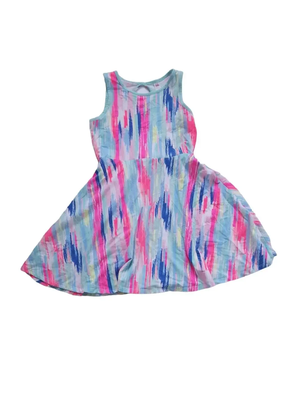 Justice Girls Colorful Summer Dress Size 12 Pink Blue Sleeveless Dress
